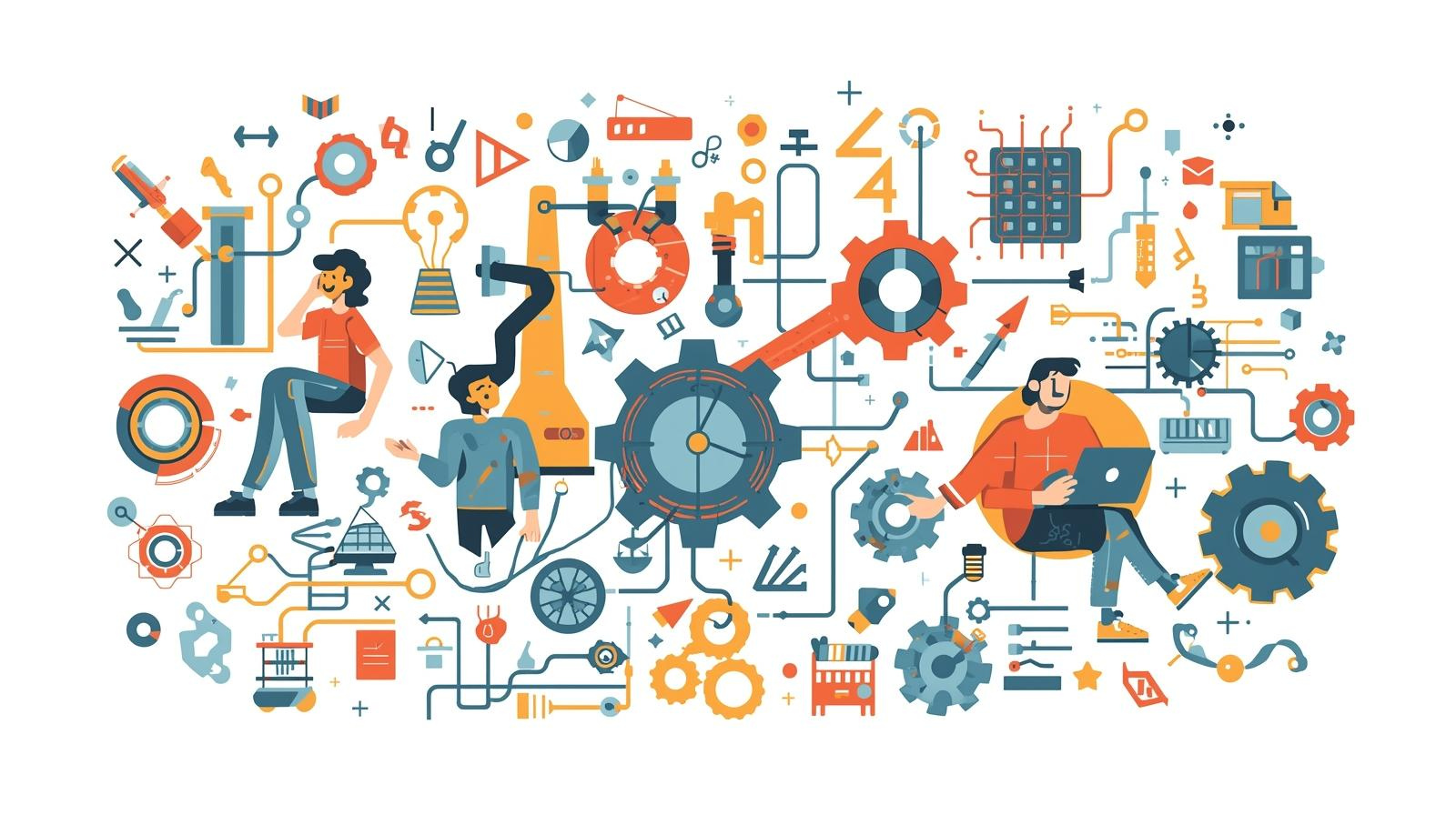 Students learning robotics